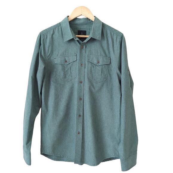 prAna Mens Shirt Size Medium Ascension Long Sleeve Athletic Performance Casual - Picture 1 of 7
